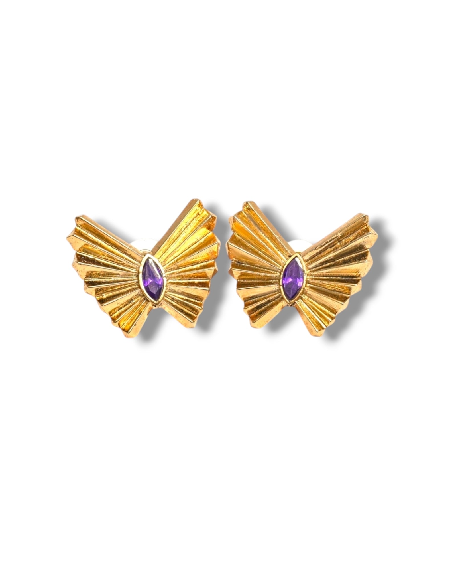 Flora Studs – Gold-Plated Earrings with Purple Stone

