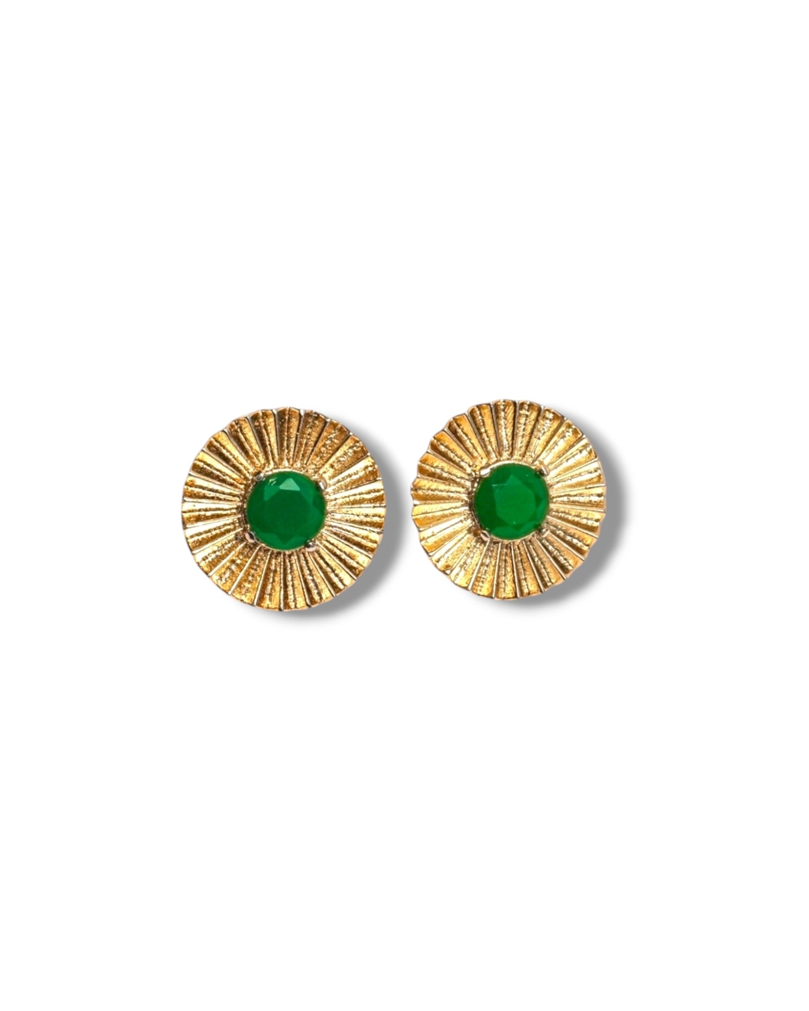 Verde Studs – Gold-Plated Earrings with Green Onyx Stone

