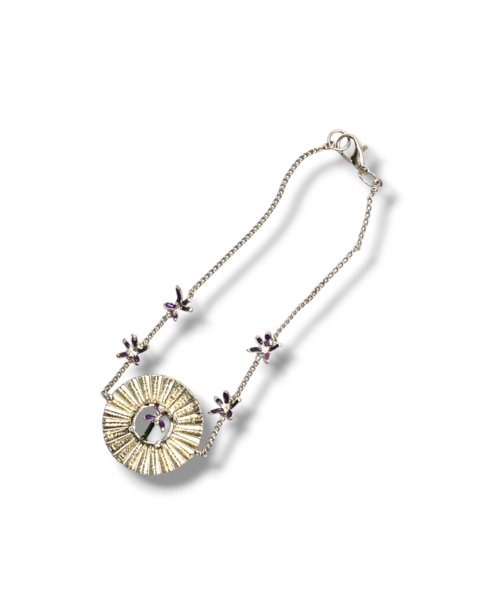 Viola Bracelet – Silver-Plated Bracelet with Purple and Green Enamel

