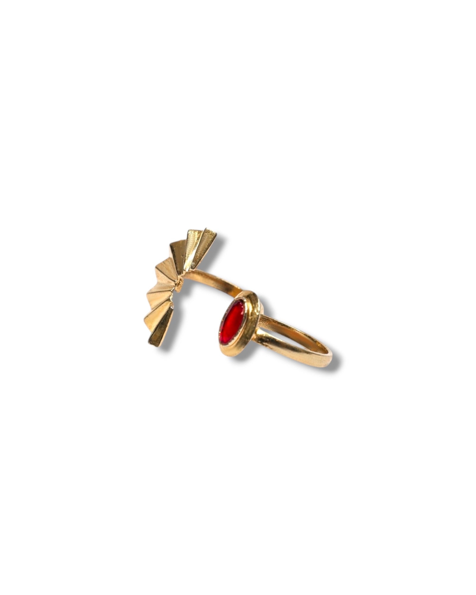 Duo Anelo Ring – Gold-Plated Dual Finger Ring with Red Garnet

