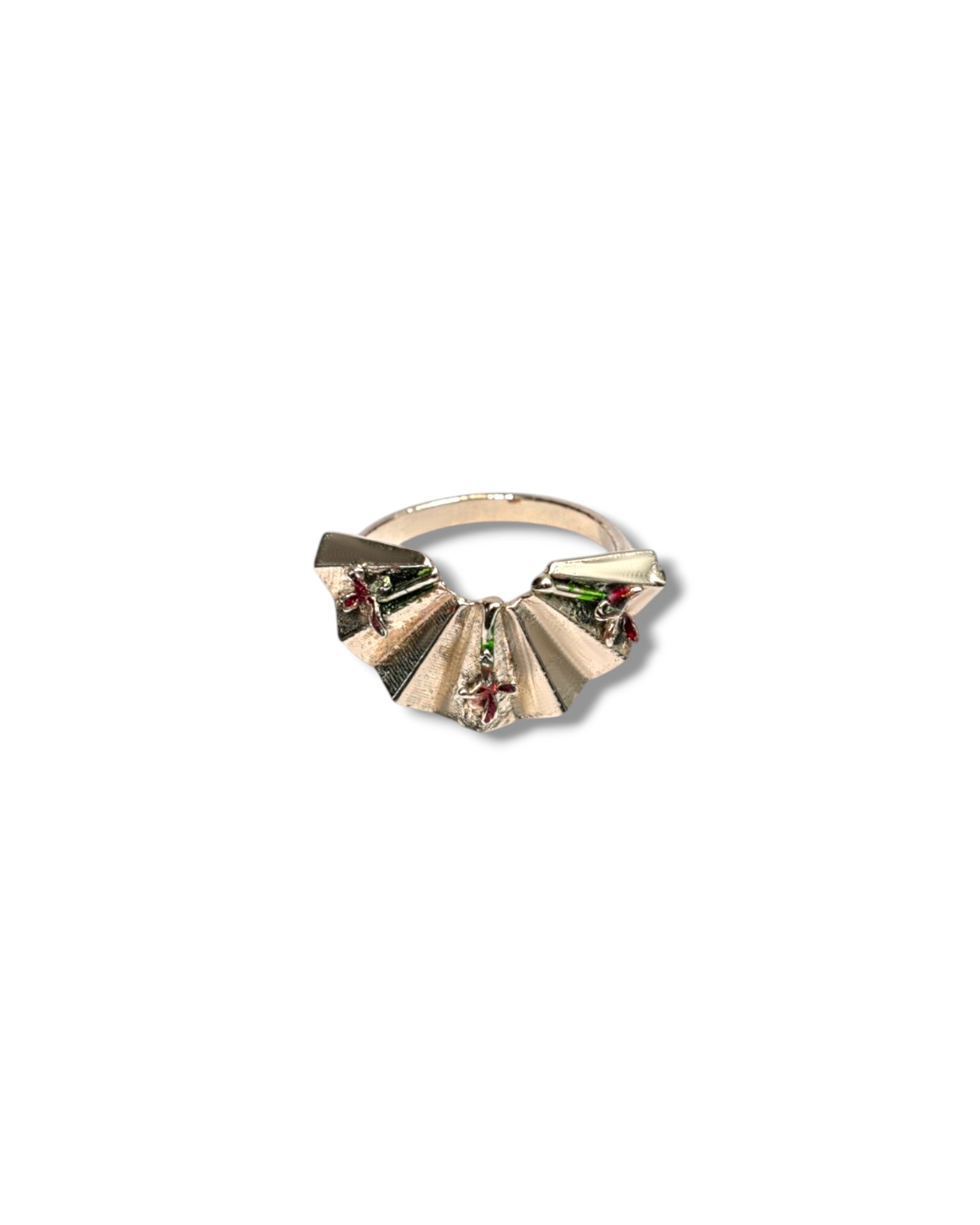 Rossi Ring – Silver-Plated Ring with Red and Green Enamel

