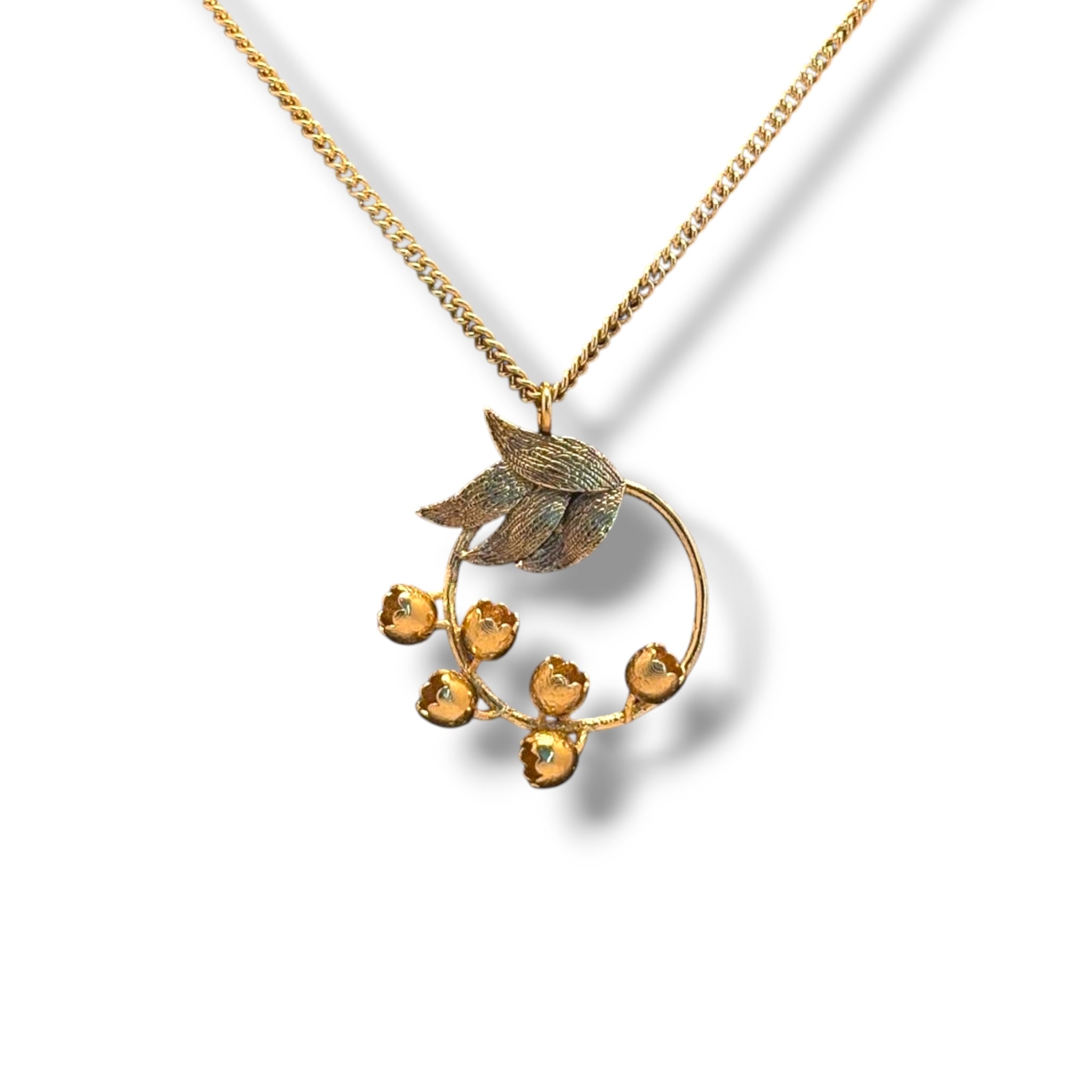 Circle of Lily Pendant – Sterling Silver Floral Necklace by SU Jewelry

