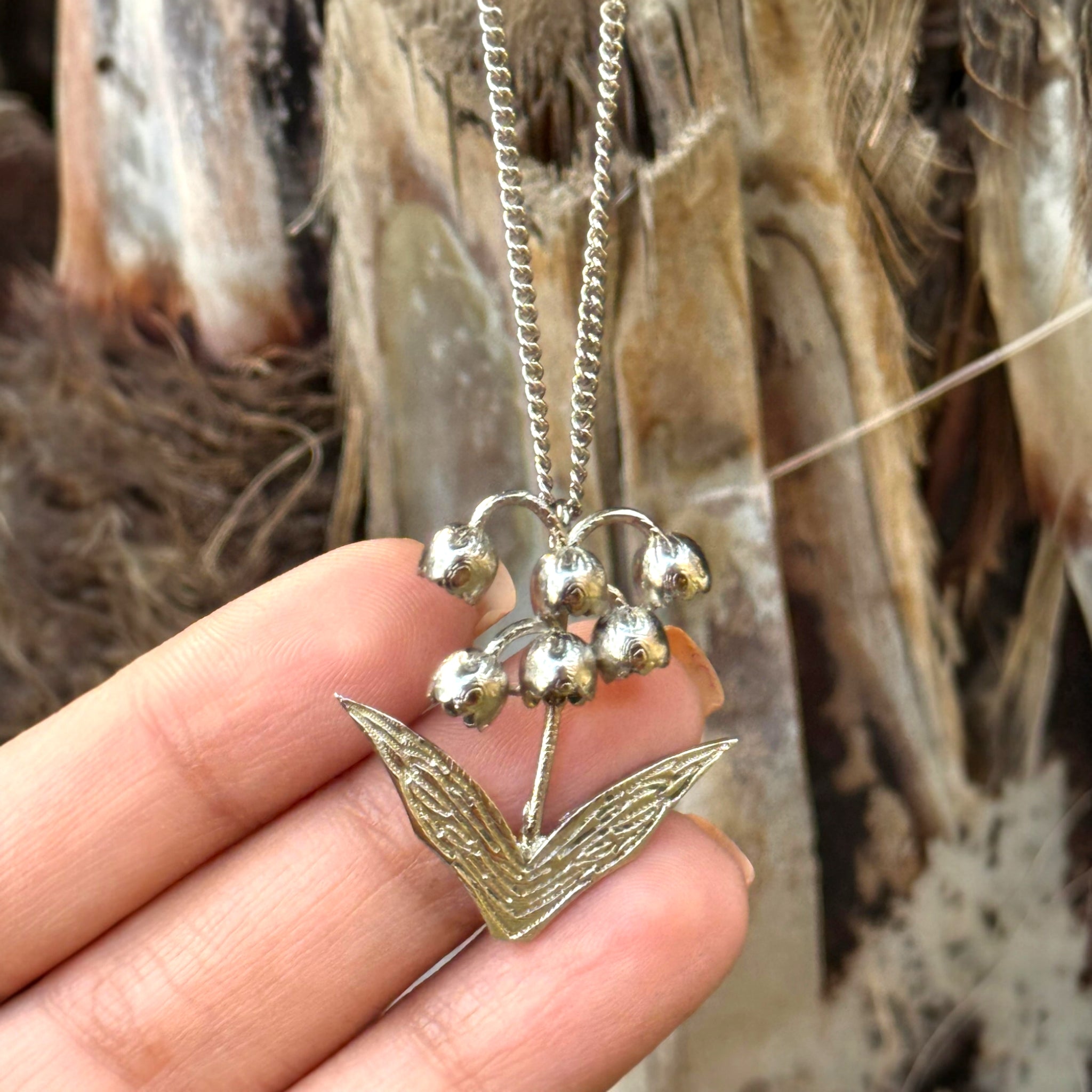 "Handmade Lily of the Valley Pendant in Sterling Silver – Moonlight Bloom by SU Jewelry"

