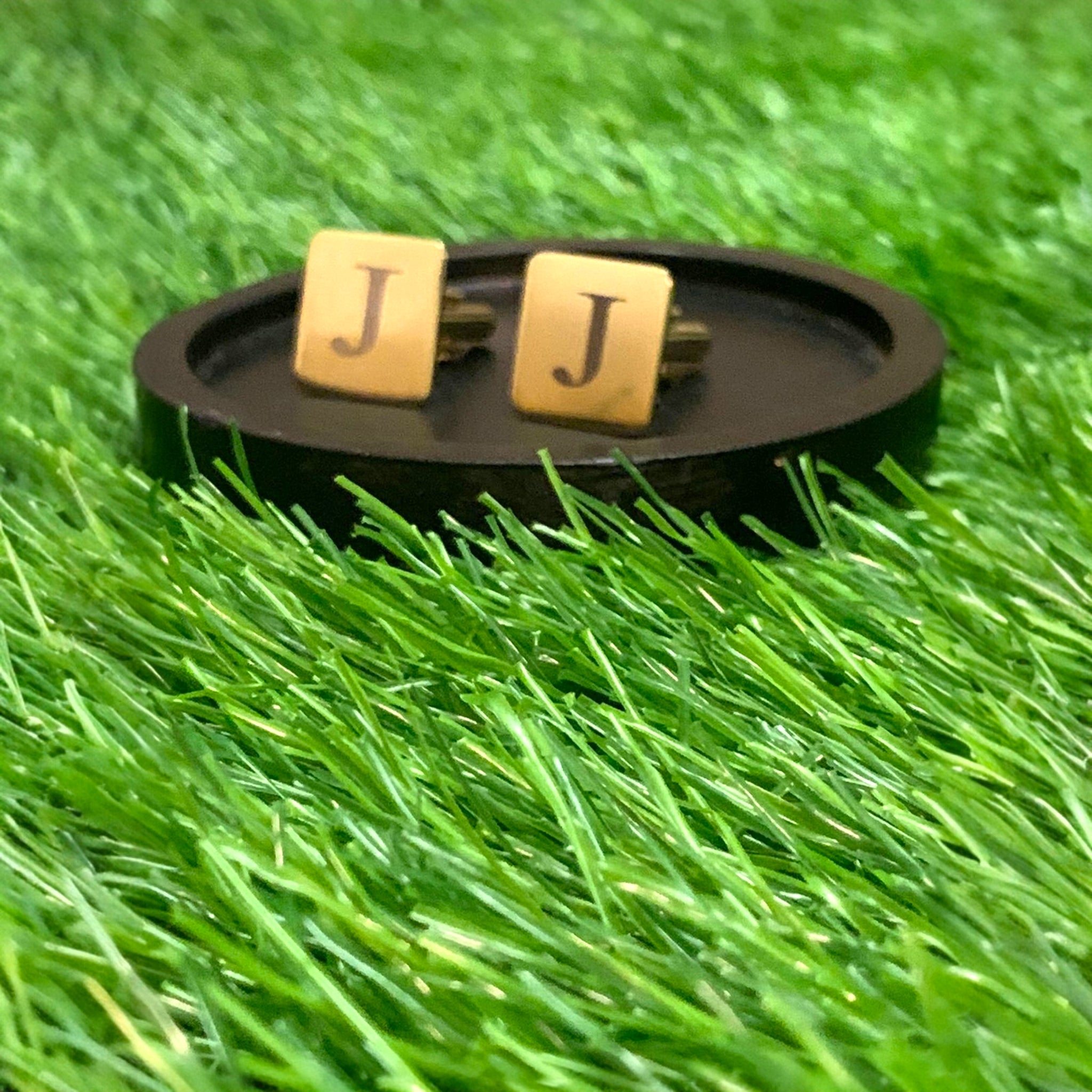 Classic Monogram Cufflinks with 18k Gold Finish from SU Jewelry

