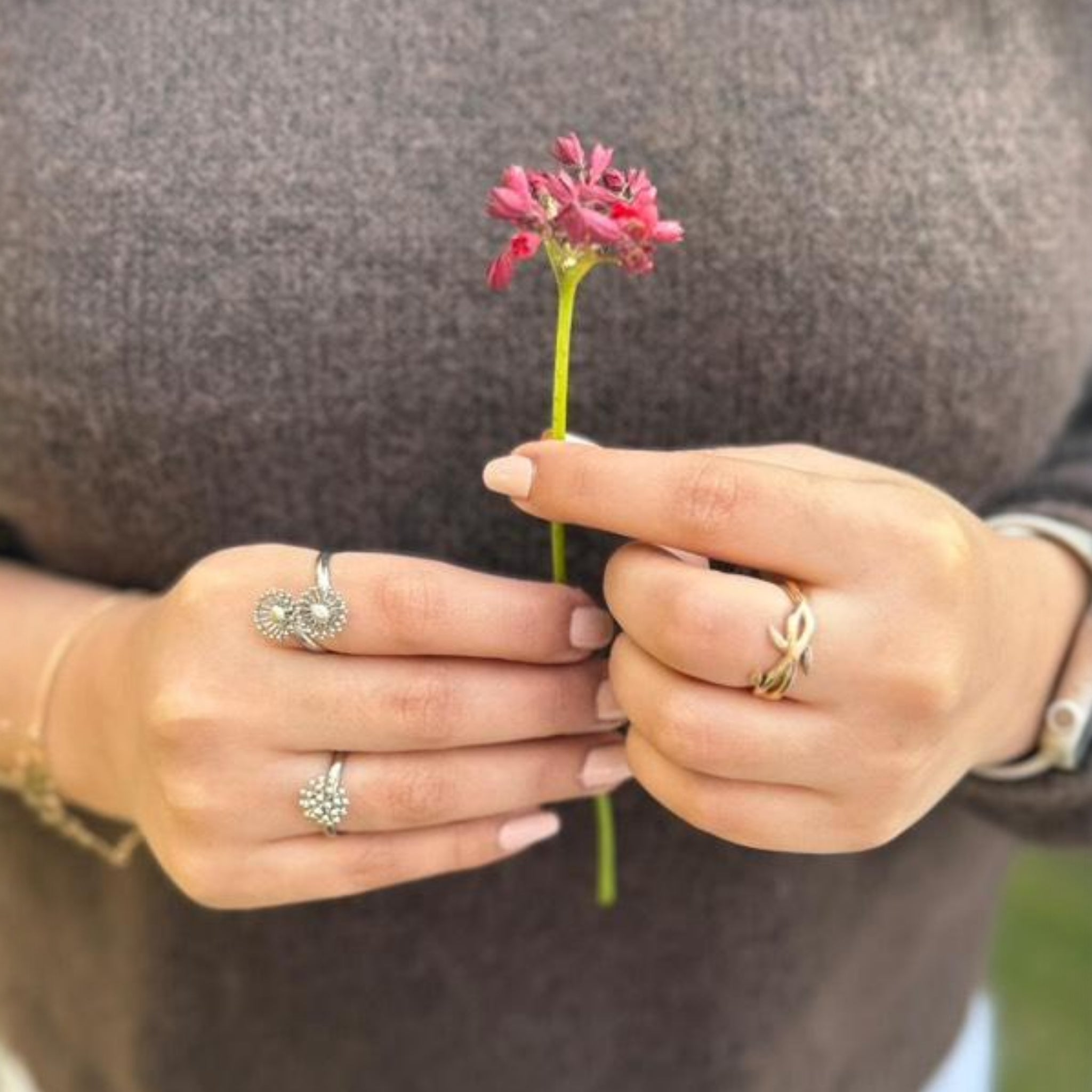 Sterling Silver Floral Ring from Lilly of the Valley Collection by SU Jewelry
