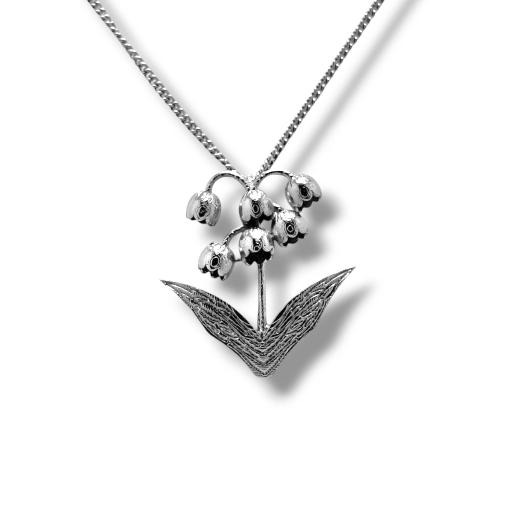 "Moonlight Bloom Pendant – Sterling Silver Lily of the Valley Necklace by SU Jewelry"

