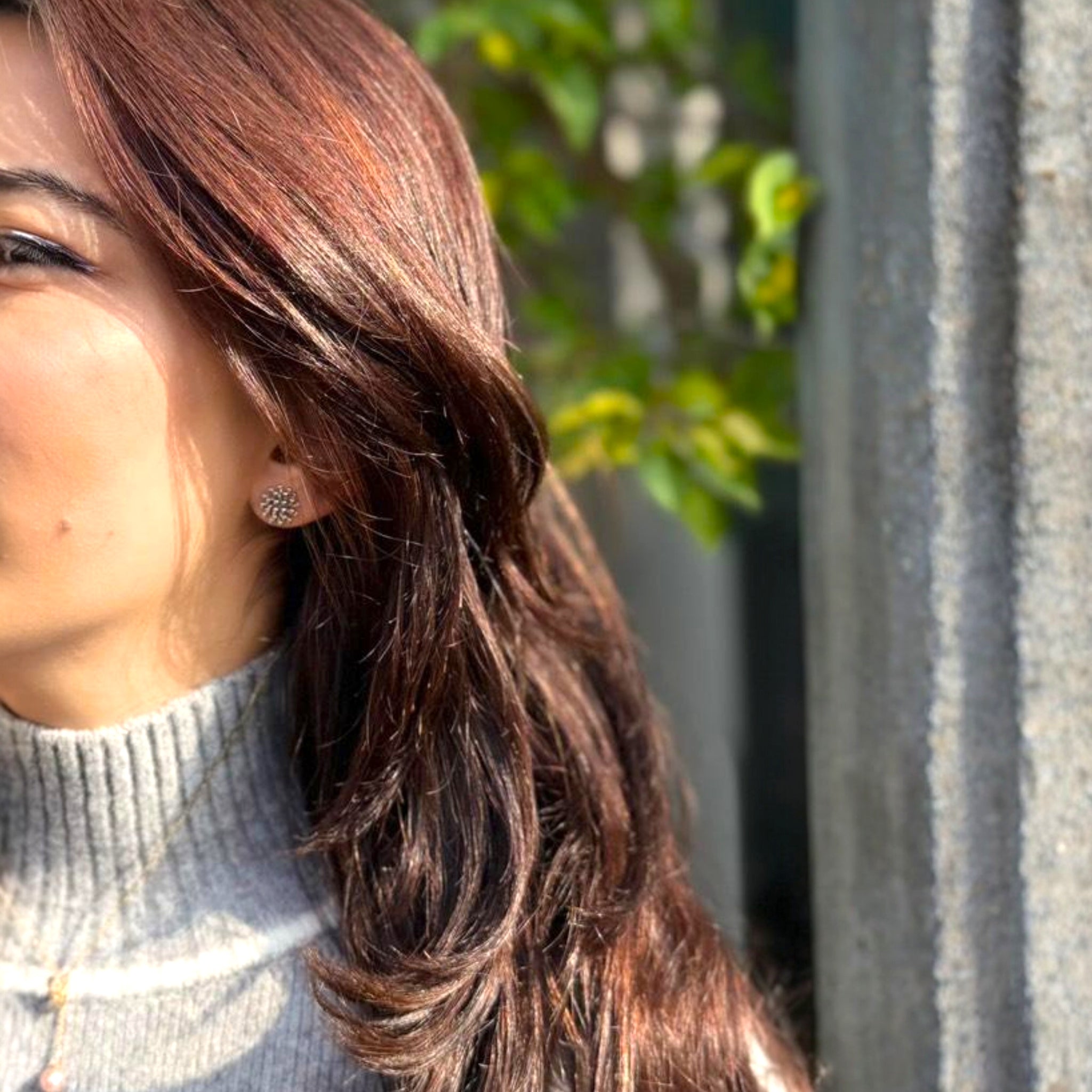 Close-up of Stella Studs with Floral Design by su jewelry

