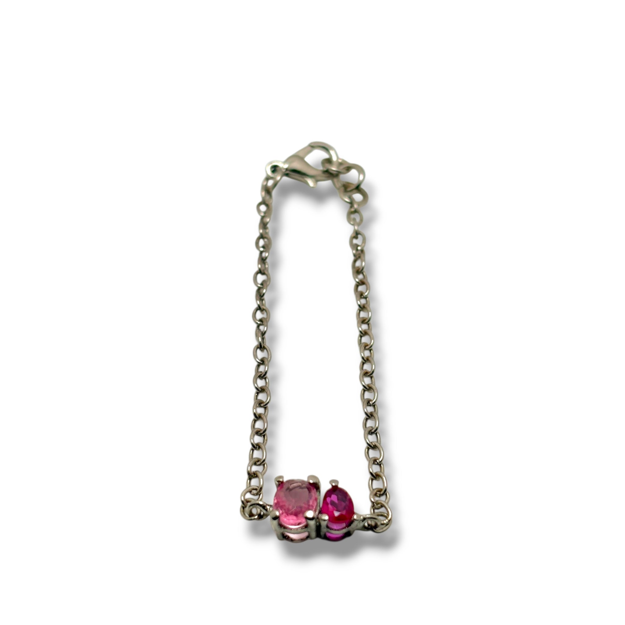 Berry Blush Bracelet with two-tone pink birthstones in toi et moi style

