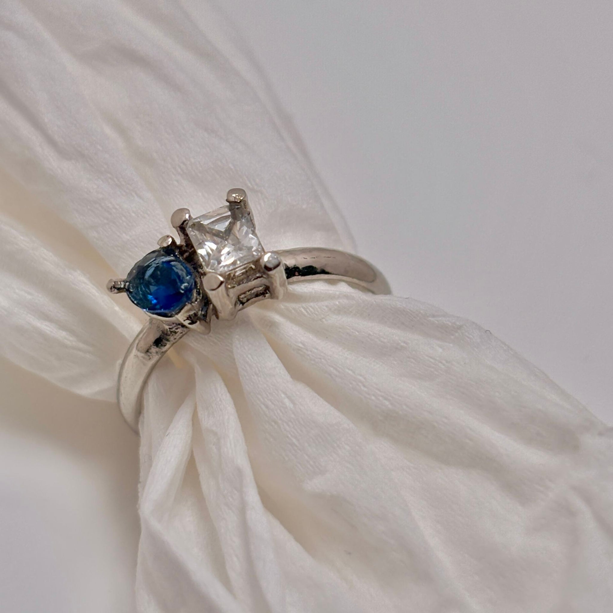 Dual stone Blue Fizz Ring with tropical mocktail colors

