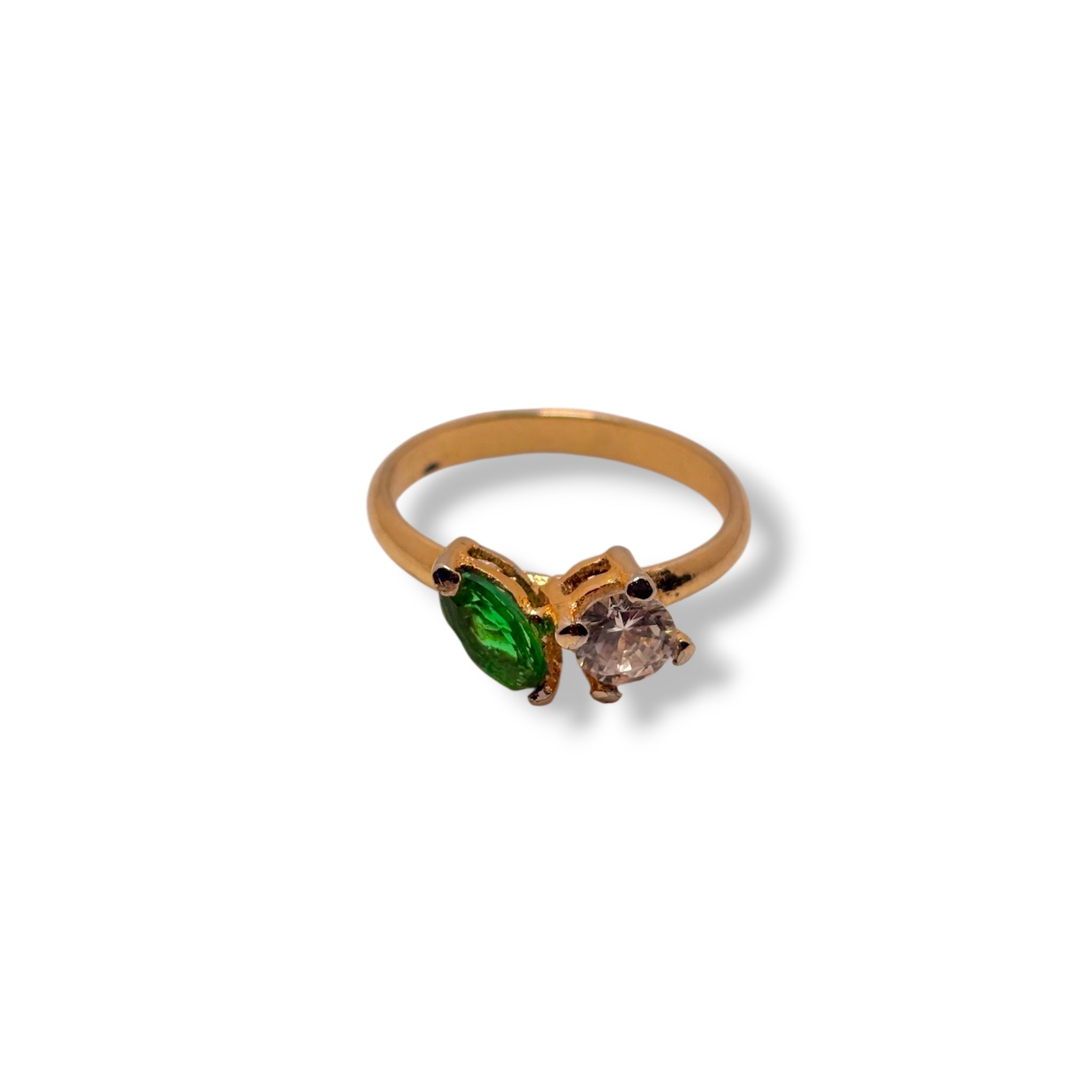 1. Minty Glow Ring with green and white birthstones
