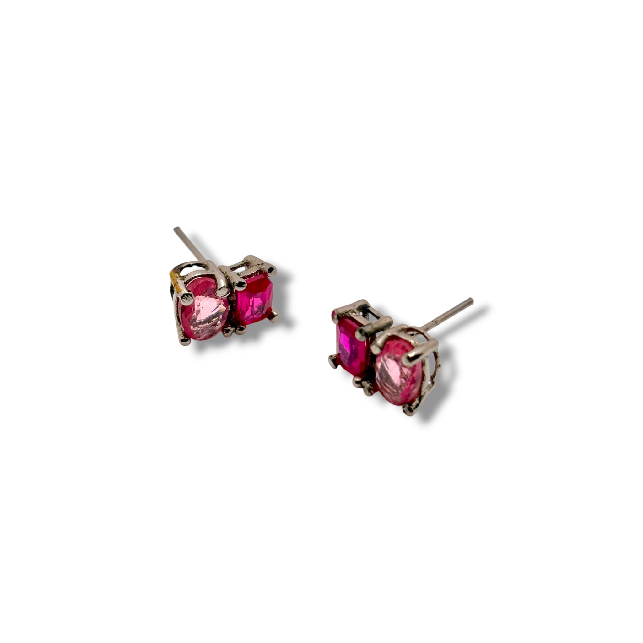 Berry Blush Studs with light and dark pink birthstones – Toi et Moi design

