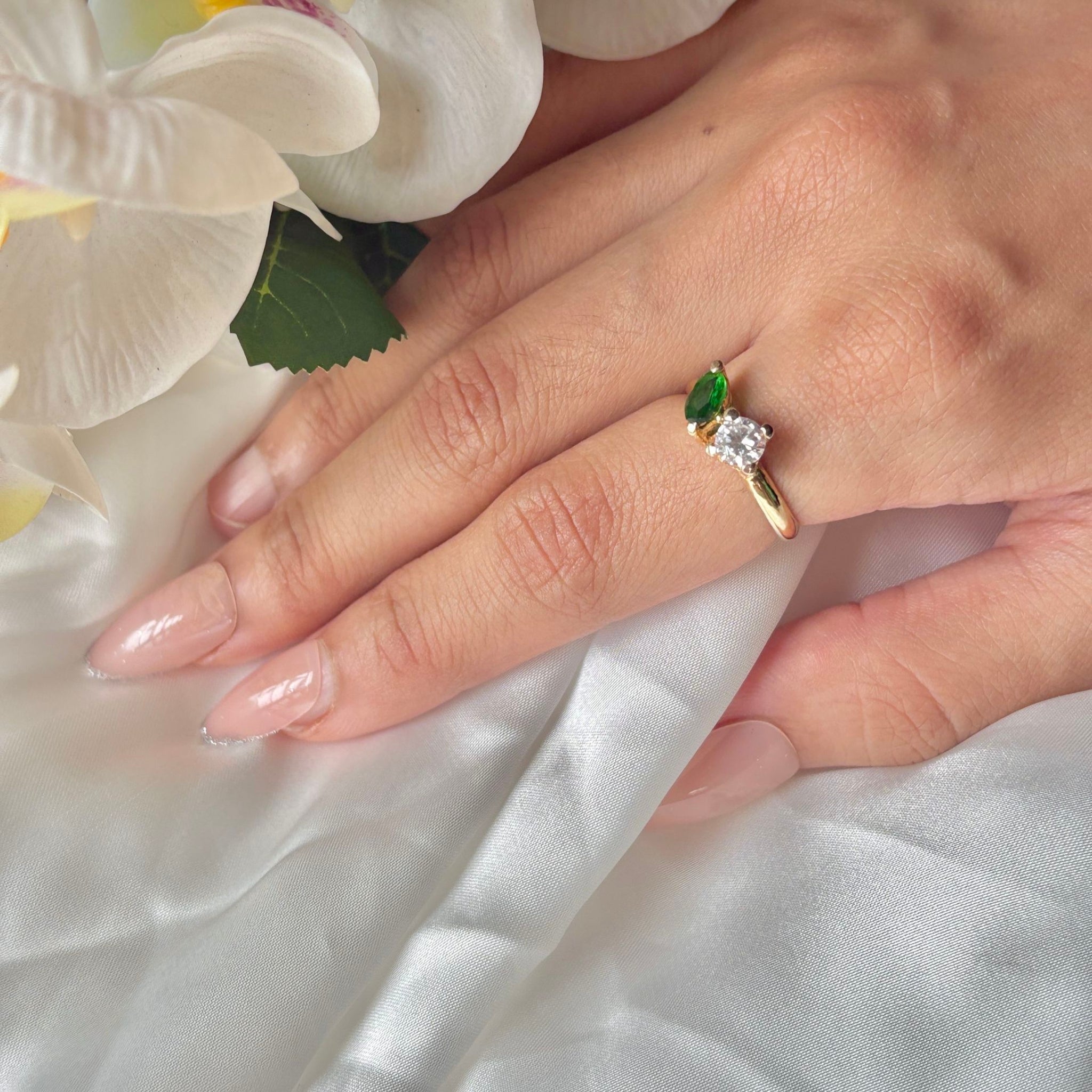 2. SU Jewelry toi et moi ring in gold with dual stones
